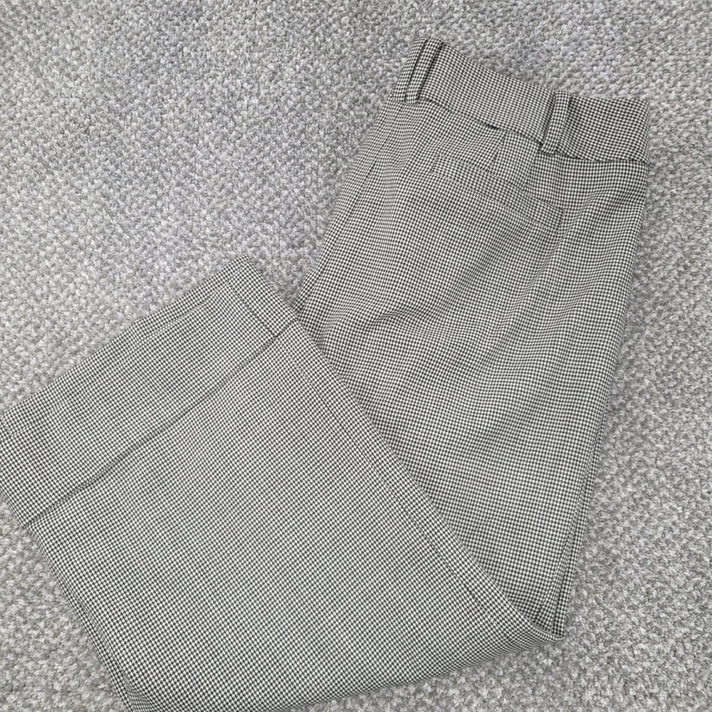 Ann Taylor Margo Houndstooth Wool Blend Cropped Wide Leg Cuffed Pants Womens 12